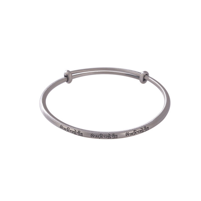 Bracelet jonc tibétain en argent sterling 999 avec Buddha Stones Om Mani Padme Hum Love