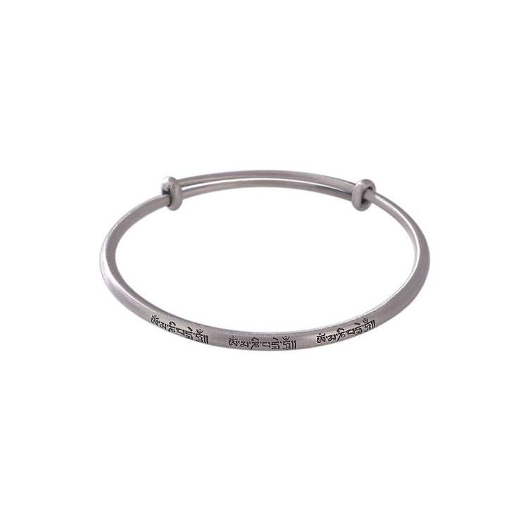 Bracelet jonc tibétain en argent sterling 999 avec Buddha Stones Om Mani Padme Hum Love