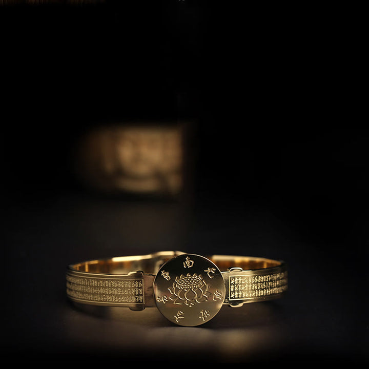 Bracelet jonc en acier titane Buddha Stones Yin Yang Lotus Om Mani Padme Hum Mantra Harmony