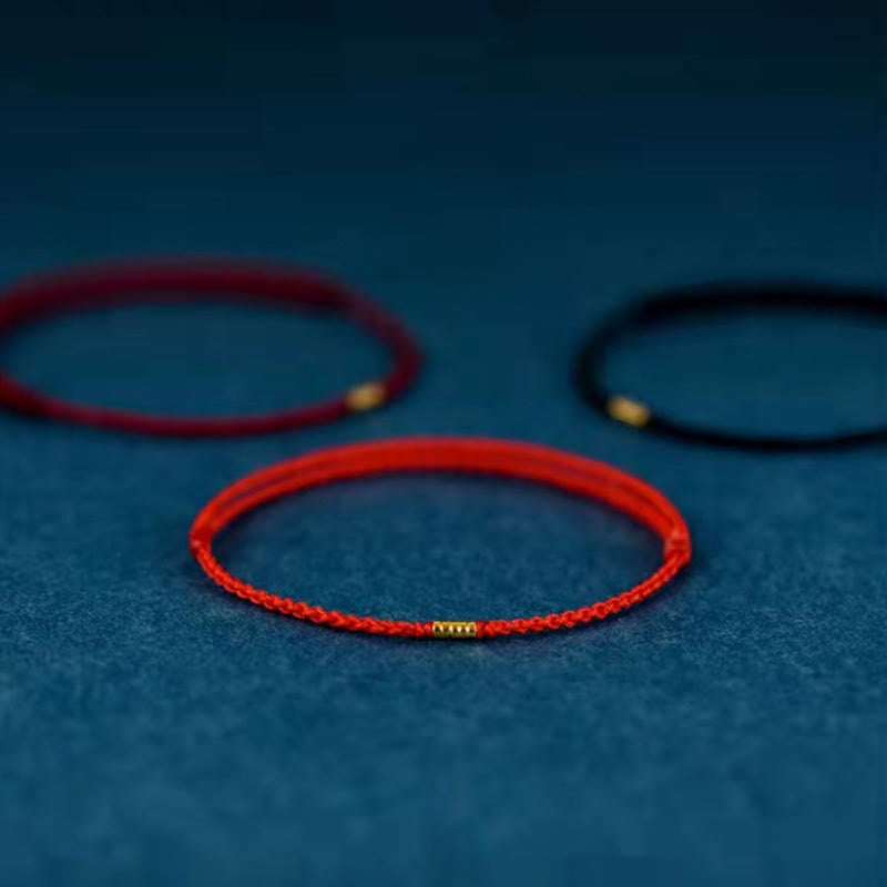 Bracelet de cheville tressé en perles dorées porte-bonheur en argent sterling 925 Buddha Stones