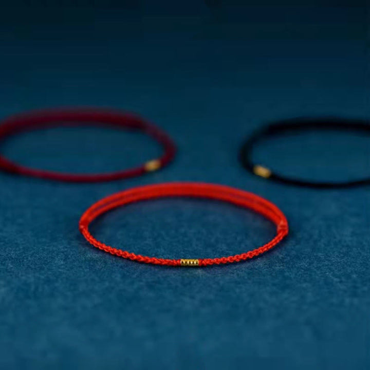 Bracelet de cheville tressé en perles dorées porte-bonheur en argent sterling 925 Buddha Stones