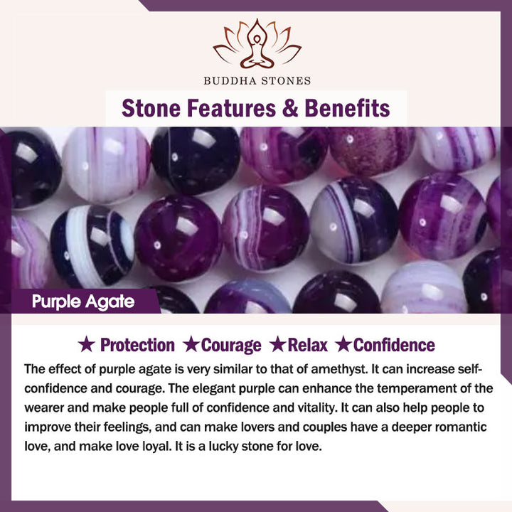 Bracelet de protection en agate violette Buddha Stones