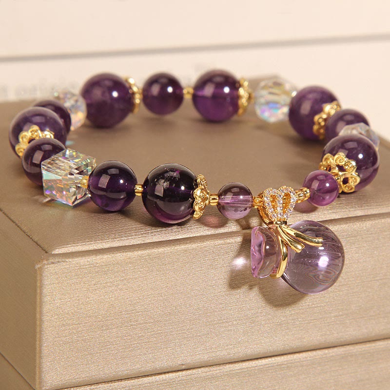 Bracelet porte-monnaie en cristal d'améthyste naturelle Buddha Stones