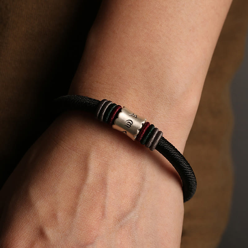 Bracelet à boucle magnétique en argent sterling 999 Buddha Stones Om Mani Padme Hum Peace