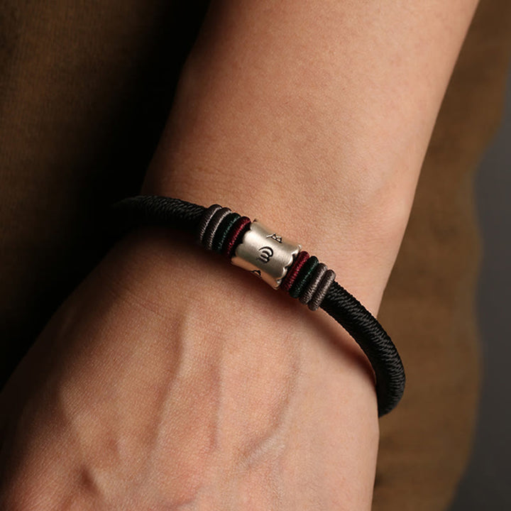 Bracelet à boucle magnétique en argent sterling 999 Buddha Stones Om Mani Padme Hum Peace