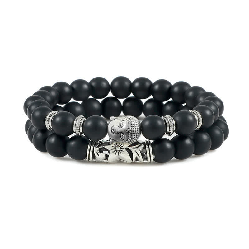 Bracelet de protection Bouddha en agate cristal naturel 2 pièces