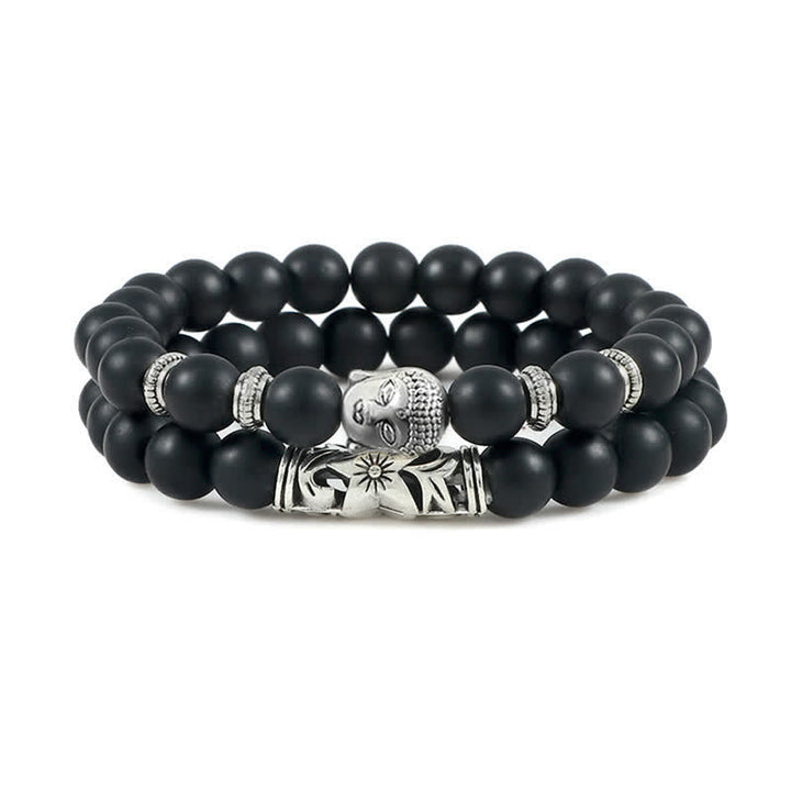 Bracelet de protection Bouddha en agate cristal naturel 2 pièces
