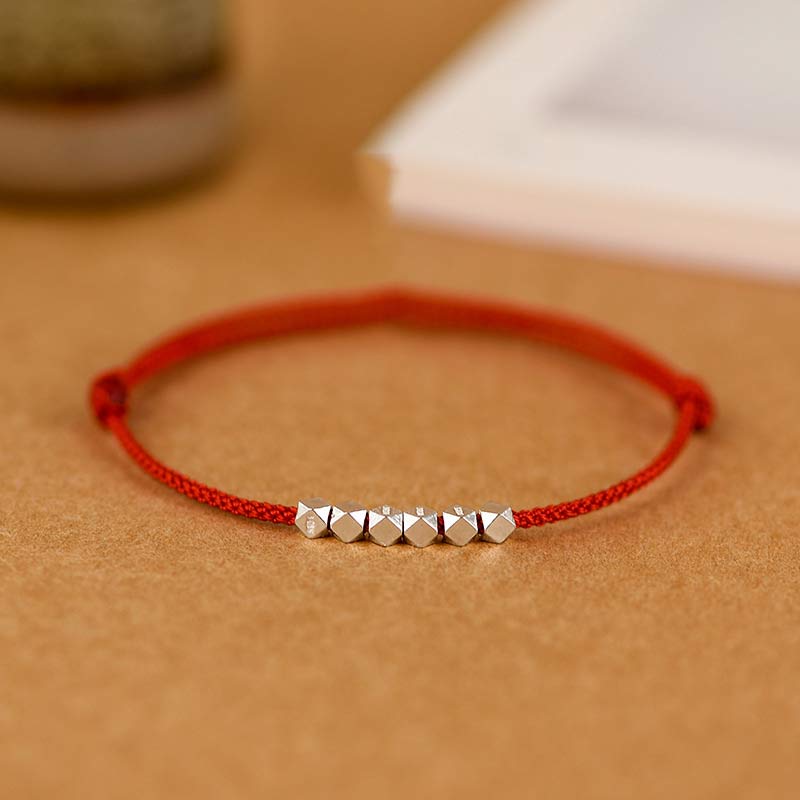 Bracelet de cheville tressé en argent sterling 925 Buddha Stones rouge