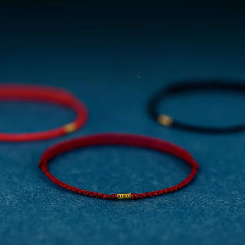 Bracelet de cheville tressé en perles dorées porte-bonheur en argent sterling 925 Buddha Stones