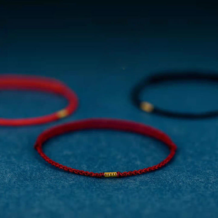 Bracelet de cheville tressé en perles dorées porte-bonheur en argent sterling 925 Buddha Stones