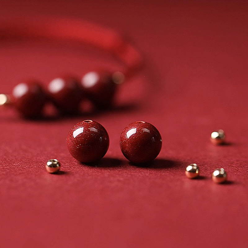 Bracelet de cheville en perles de cinabre porte-bonheur naturelles en Buddha Stones