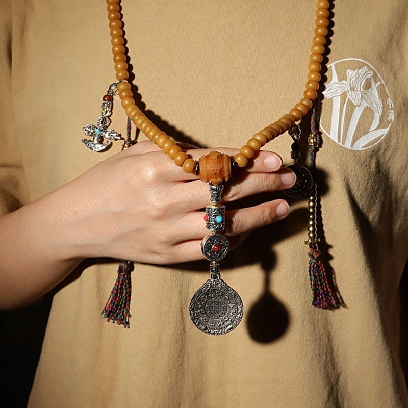 Bracelet de richesse Bagua Vajra en 108 perles de Mala en Buddha Stones du Tibet