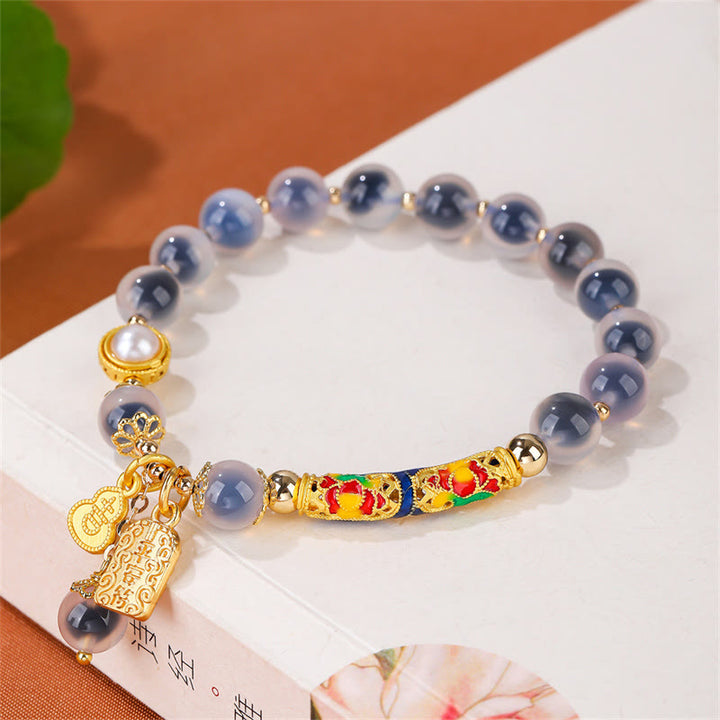 Bracelet de force en agate bleue naturelle Buddha Stones