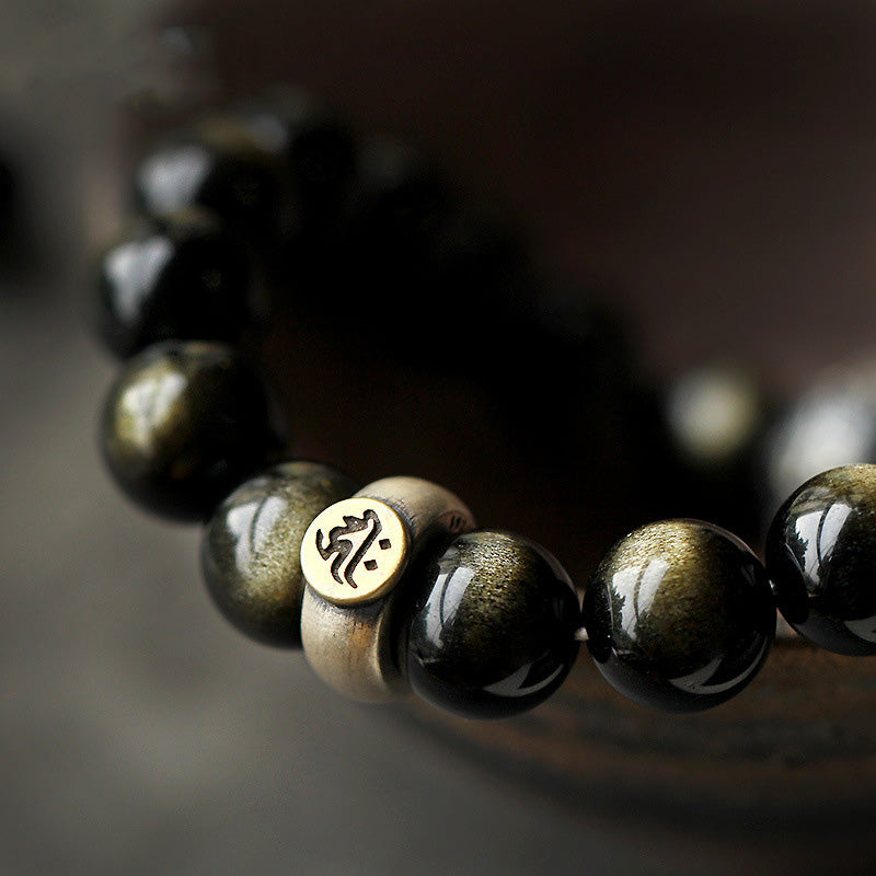 Bracelet de purification en obsidienne Buddha Stones natal du zodiaque chinois