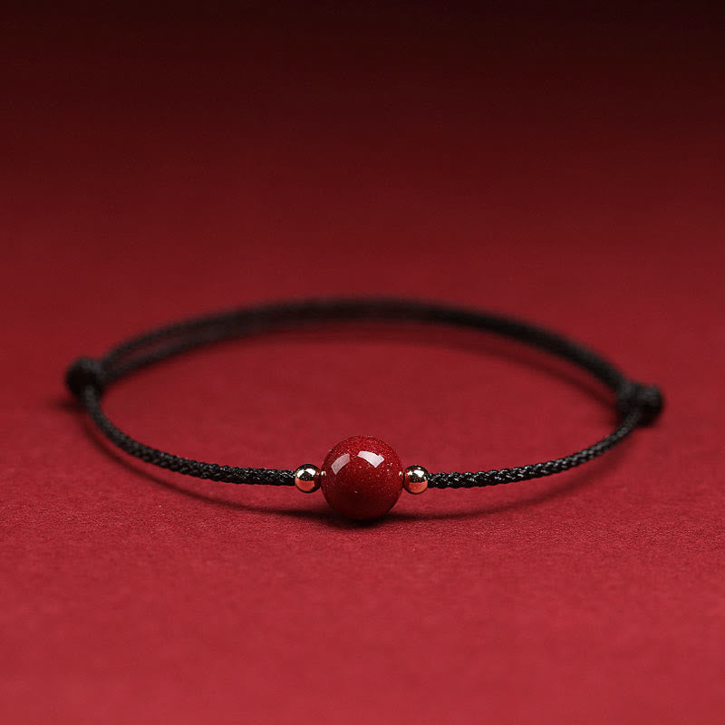Bracelet de cheville en perles de cinabre porte-bonheur naturelles en Buddha Stones