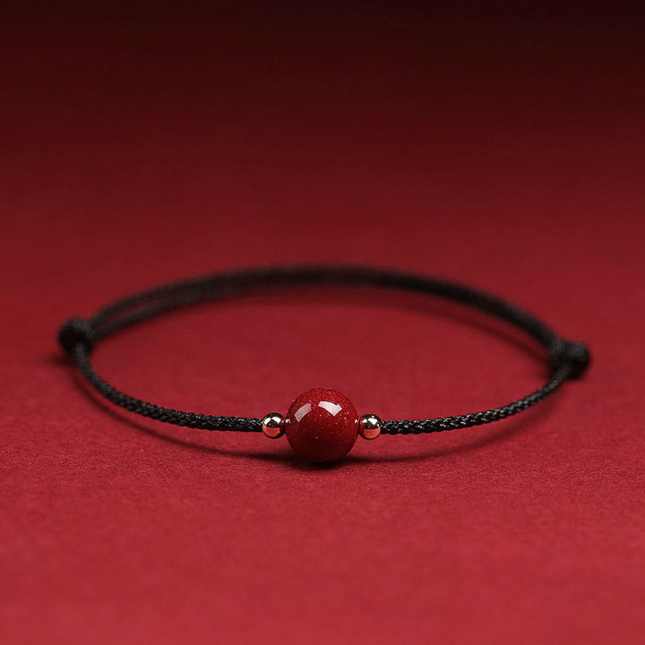 Bracelet de cheville en perles de cinabre porte-bonheur naturelles en Buddha Stones