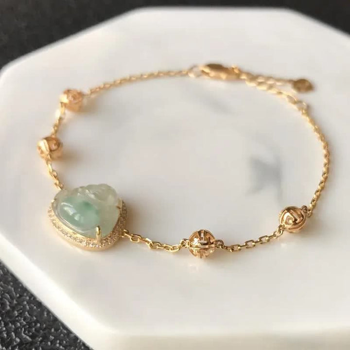 Bracelet chaîne en jade Bouddha rieur Bouddha en Buddha Stones
