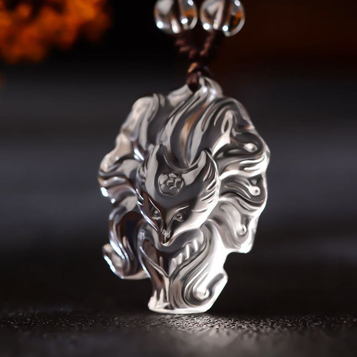 Buddha Stones pendentif porte-bonheur en améthyste naturelle et cristal blanc citrine à neuf queues