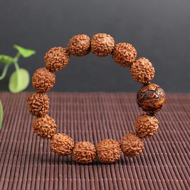 Bracelet porte-bonheur en cuivre Buddha Stones tibétaines Rudraksha Bodhi Seed PiXiu