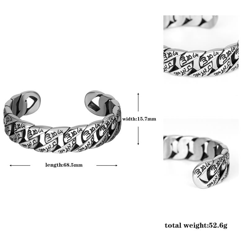 Bracelet jonc tibétain en acier titane avec Buddha Stones et mantra Om Mani Padme Hum