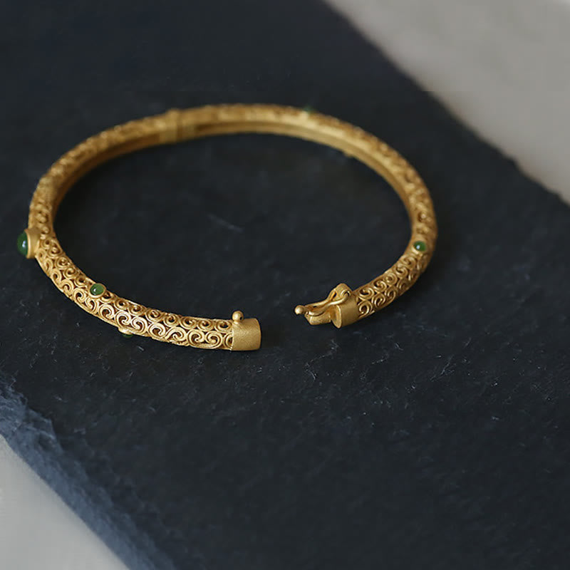 Bracelet de guérison calme et de Buddha Stones en cuivre et jade cyan