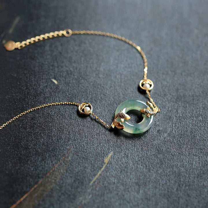 Bracelet d'harmonie et de guérison en jade cyan avec Buddha Stones
