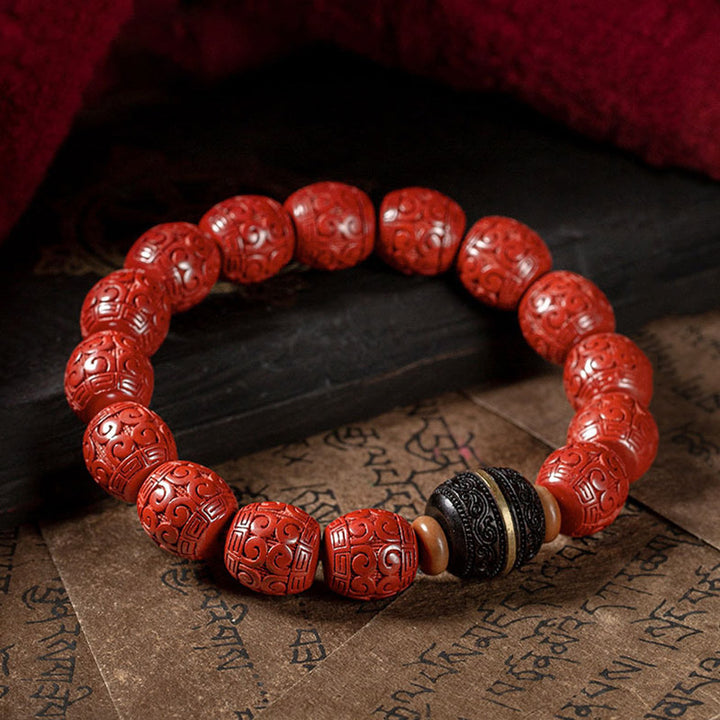 Bracelet de bénédiction calme en ébène et cinabre naturel de Buddha Stones