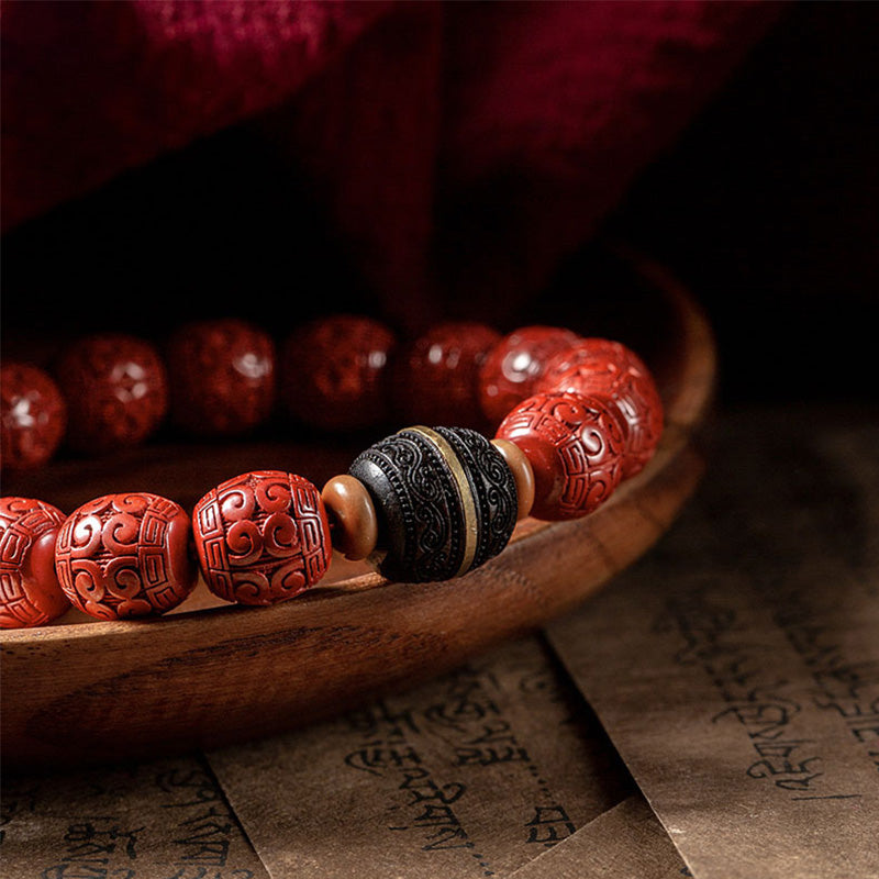 Bracelet de bénédiction calme en ébène et cinabre naturel de Buddha Stones