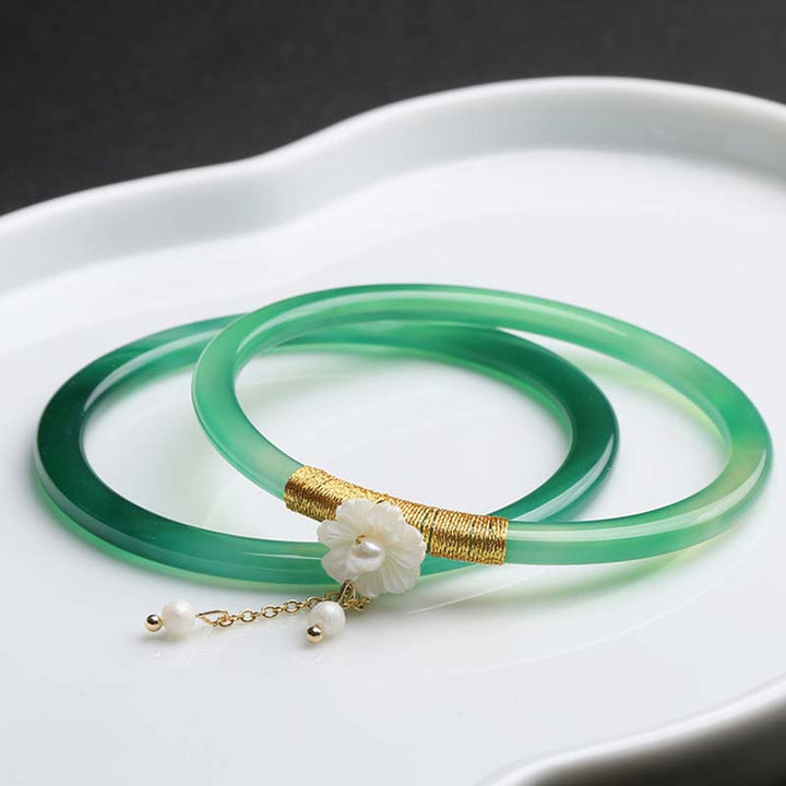Bracelet de réussite en jade blanc cyan naturel de Buddha Stones