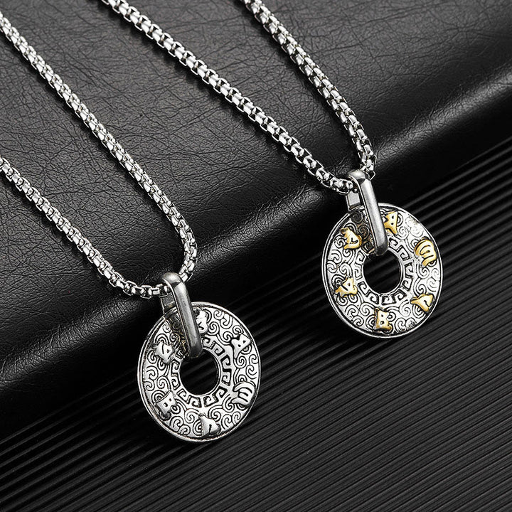 Collier pendentif tibétain en Buddha Stones Om Mani Padme Hum avec boucle de paix et créativité - image 2