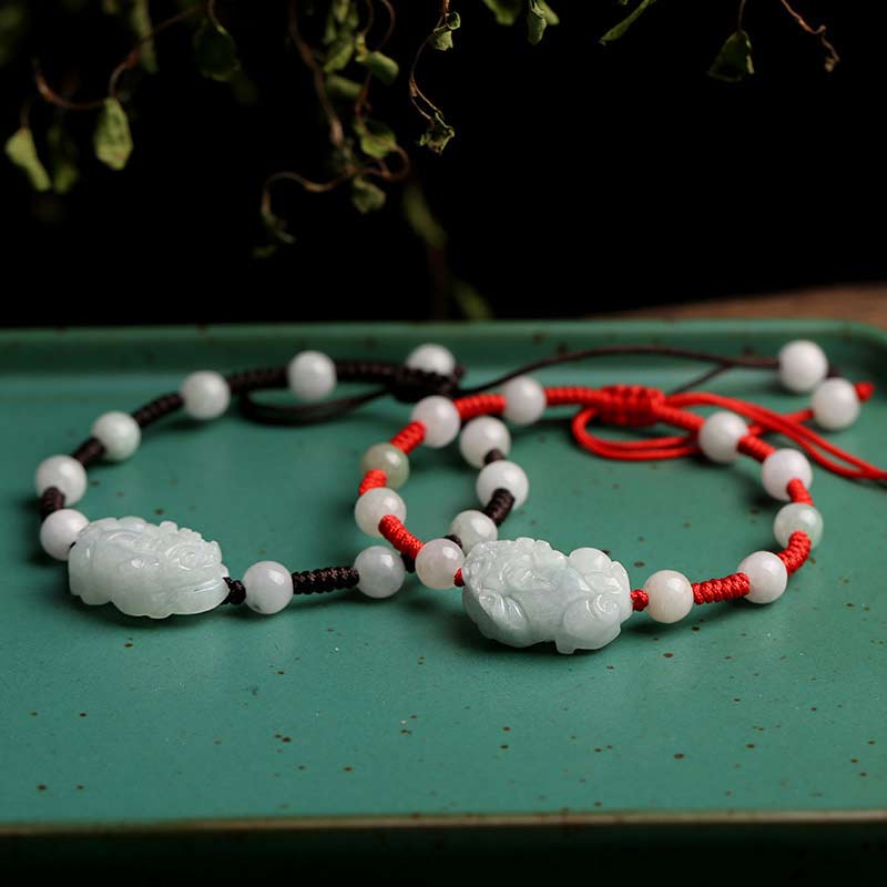 Bracelet porte-bonheur PiXiu en jade naturel Buddha Stones
