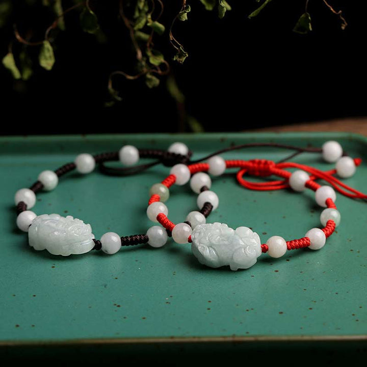 Bracelet porte-bonheur PiXiu en jade naturel Buddha Stones