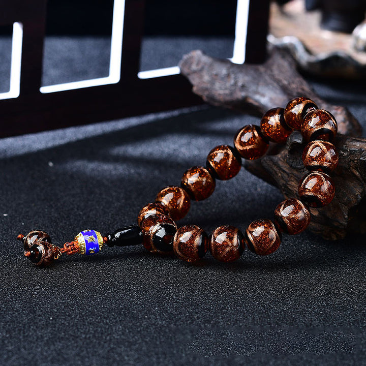 Bracelet de guérison tibétain en agate veine de dragon
