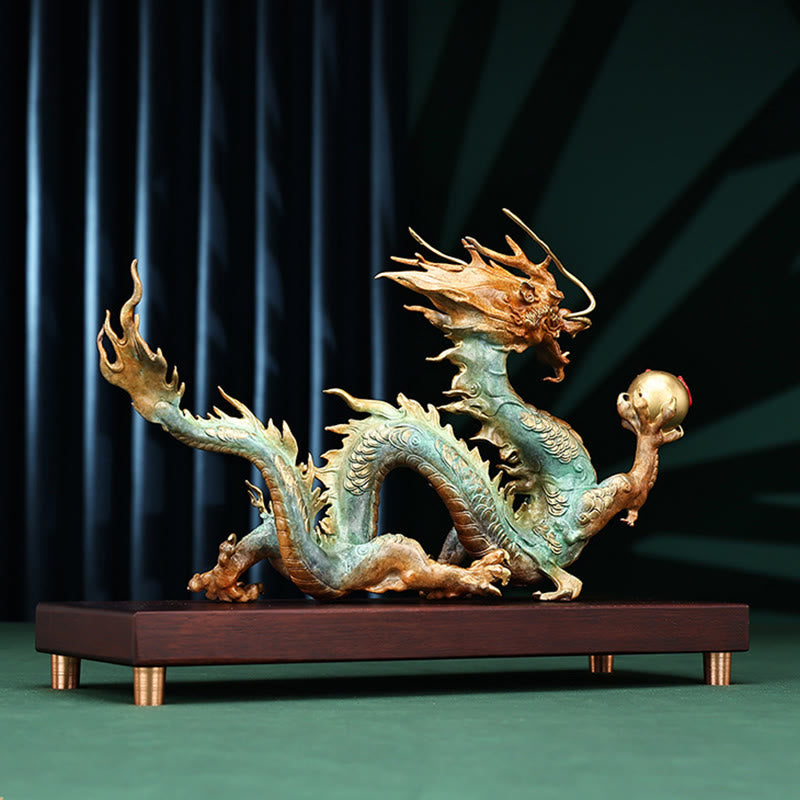 Buddha Stones Année du Dragon Dragon de Bon augure Laiton Cuivre Chance Succès Décoration de Bureau