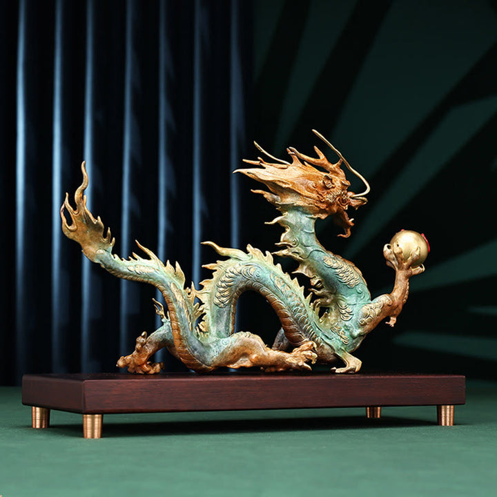 Buddha Stones Année du Dragon Dragon de Bon augure Laiton Cuivre Chance Succès Décoration de Bureau