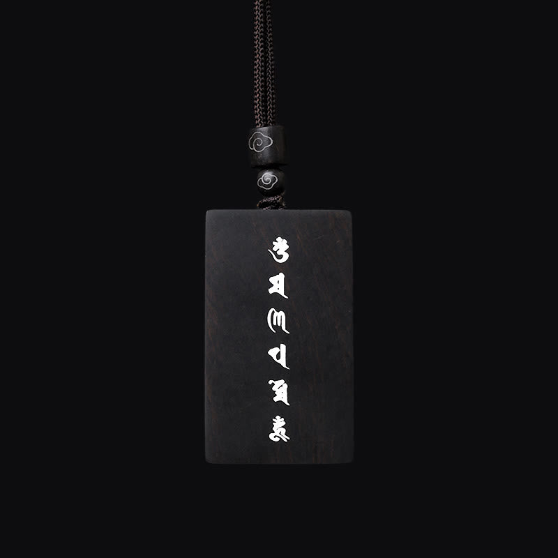Collier pendentif de protection incrusté de Buddha Stones en argent sterling 999 avec petite feuille de bois de santal rouge et bois d'ébène Om Mani Padme Hum - image 11