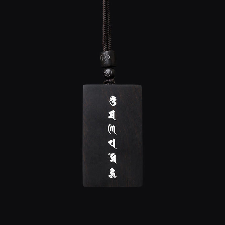 Collier pendentif de protection incrusté de Buddha Stones en argent sterling 999 avec petite feuille de bois de santal rouge et bois d'ébène Om Mani Padme Hum - image 11