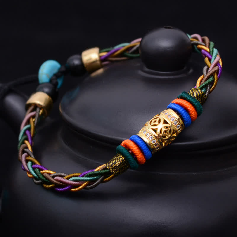 Buddha Stones en fil tissé fait main avec huit fils et pièces de cuivre - Pièce de cuivre (tour de poignet 15-18 cm) - image 0