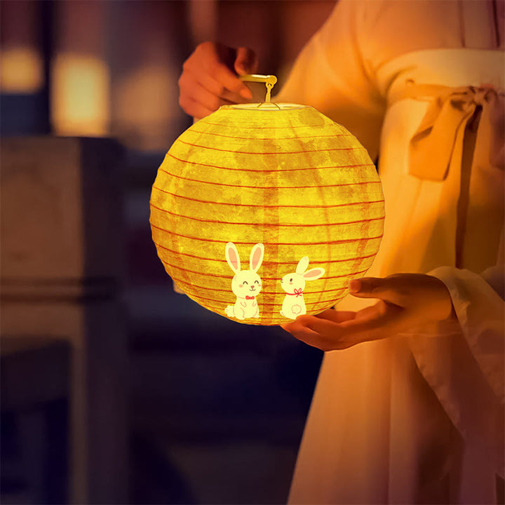 Lanterne en papier en forme de lapin à faire soi-même avec Buddha Stones pour décoration de fête de la mi-automne