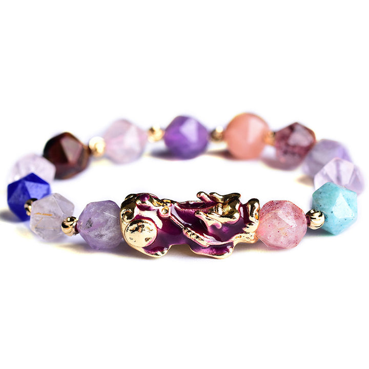 Bracelet porte-bonheur FengShui PiXiu en améthyste