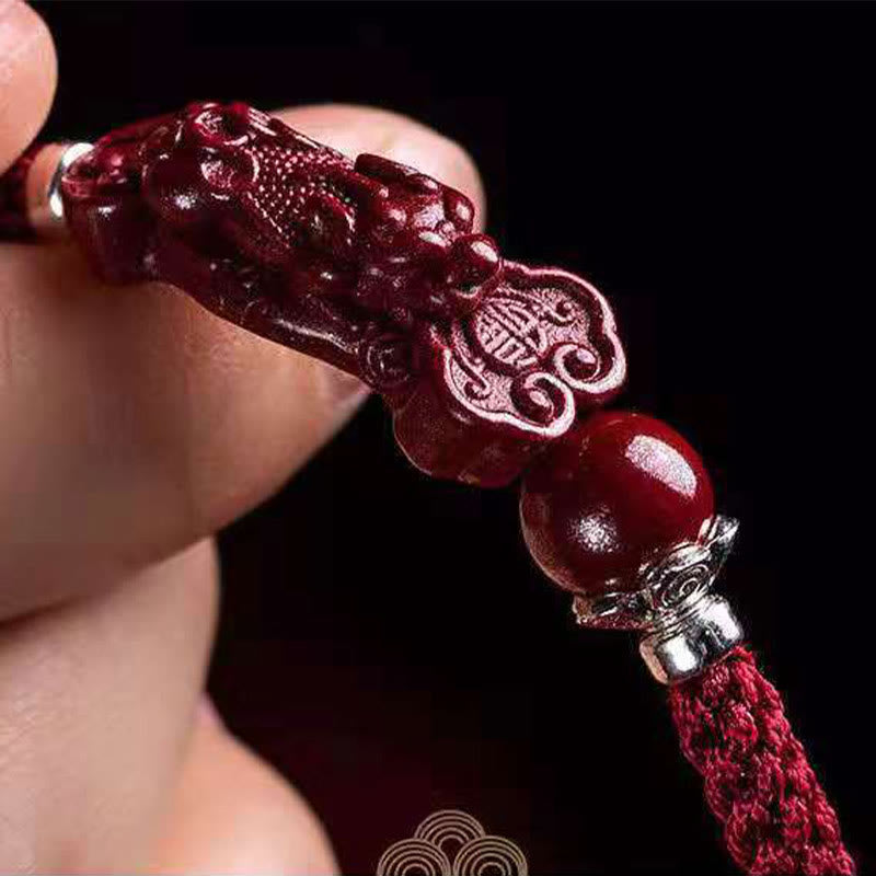 Bracelet tressé PiXiu Cinabre Fait Main par Buddha Stones