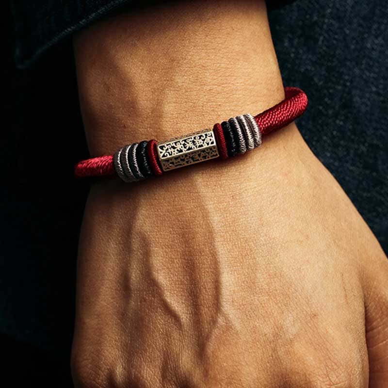 Bracelet en argent sterling 925 Buddha Stones et symbole de la paix Om Mani Padme Hum - image 4