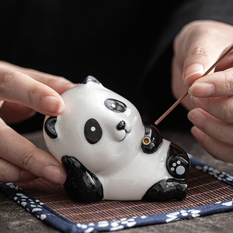 Brûleur d'encens en céramique avec joli chat panda et bénédiction - image 18
