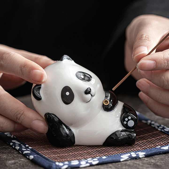 Brûleur d'encens en céramique avec joli chat panda et bénédiction - image 18