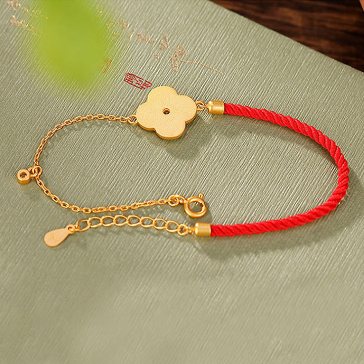 Bracelet Buddha Stones -bonheur en argent sterling 925 plaqué or avec trèfle à quatre feuilles et zircon - image 4