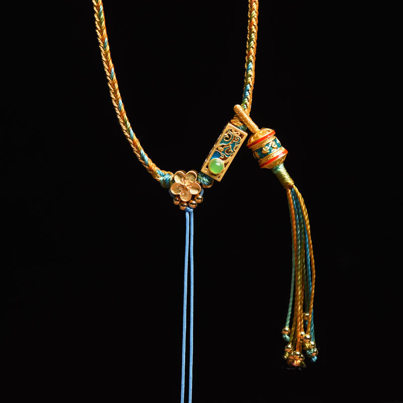 Collier pendentif en cuivre avec Buddha Stones colorées