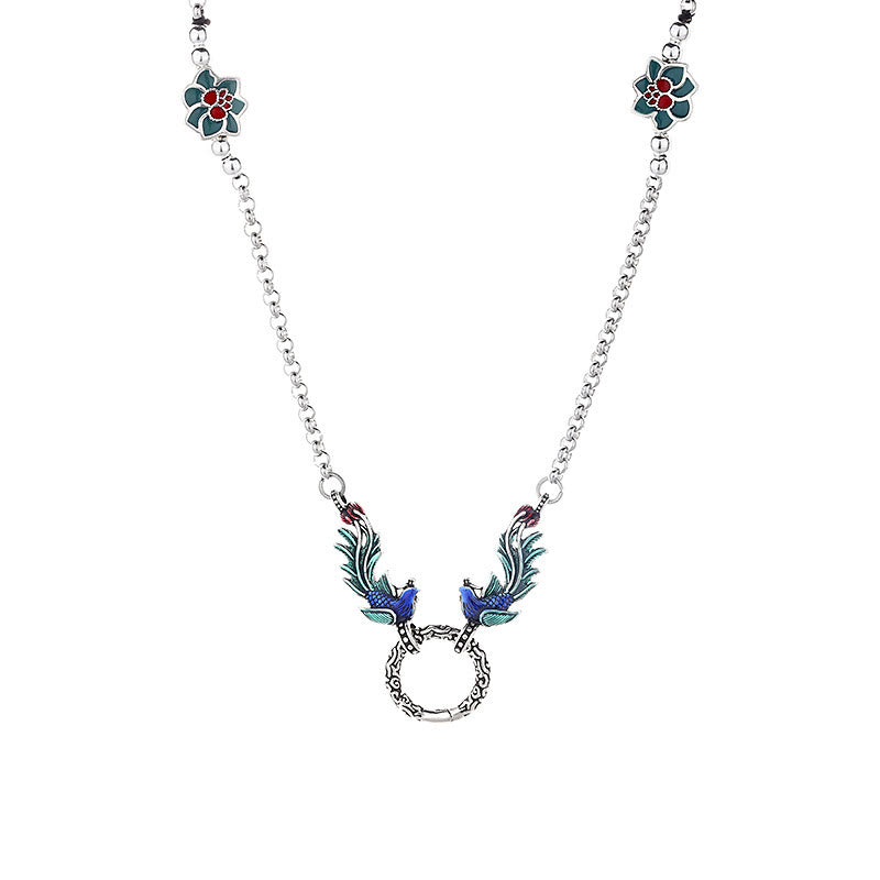 Collier avec pendentif en Buddha Stones, phénix, fleur de lotus, protection de la chance - image 5
