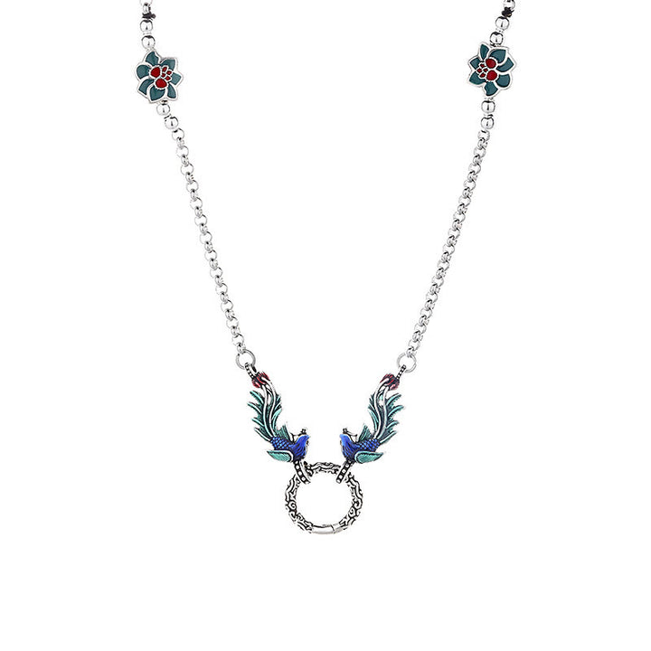 Collier avec pendentif en Buddha Stones, phénix, fleur de lotus, protection de la chance - image 5