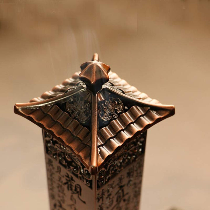 Porte-encens en alliage Heart Sutra Brûleur d'encens de guérison pour décoration de la maison