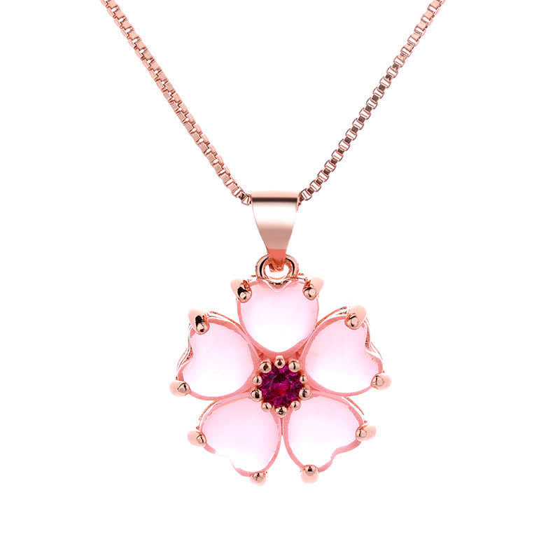 Collier avec pendentif apaisant en forme de cœur et de fleur en cristal rose de Buddha Stones